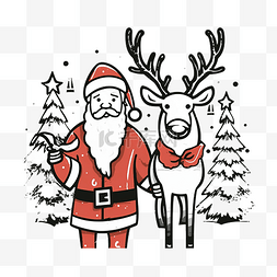 驯鹿矢量图片_圣诞快乐圣诞老人和驯鹿矢量图