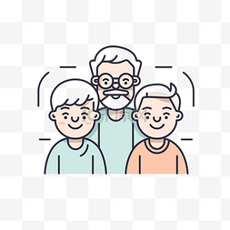 家族线型图标中的祖父母 向量