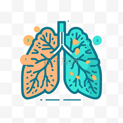 矢量肺部图片_带有橙色和蓝色标志和气泡的肺部