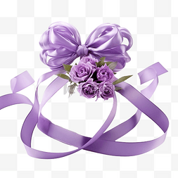 可爱装饰丝带图片_生日快乐紫色爱心与装饰丝带