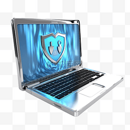 3d 插图笔记本电脑安全警报