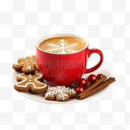 高清木棍图片_圣诞节时间组合物，配有红杯咖啡