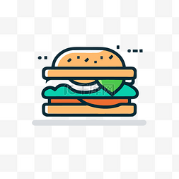 平面食品图片_用于食品相关设计的汉堡细线图标