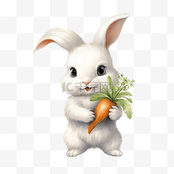 可爱的小白兔拿着胡萝卜