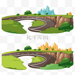 公路剪贴画 两种不同的风景与公