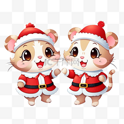 猫和老鼠的老鼠图片_卡通可爱圣诞猫和老鼠跳舞铃儿歌