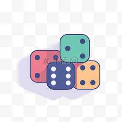 彩色的骰子图片_骰子图标与骰子 — 平面插图 id 向