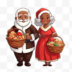 PNG美国非洲圣诞老人穿着休闲服，