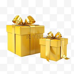 礼物盒关闭打开图片_黄色礼盒打开和关闭，用丝带 3D 
