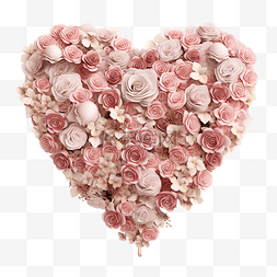 粉色玫瑰和心形婚礼背景PNG