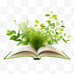 与绿色自然书本打开的书