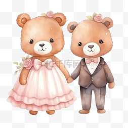 可爱甜蜜婚礼爱情新娘新郎泰迪熊