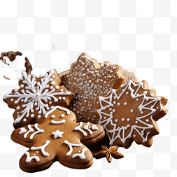 糕点原料传统糕点图片_木桌上的传统圣诞姜饼，上面有配