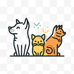 彩色动物矢量图标图片_宠物店标志的宠物和动物插图 向