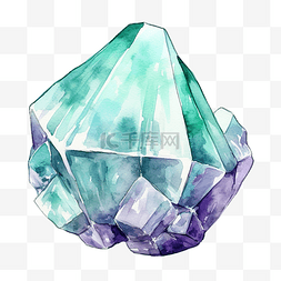 水晶萤石的水彩插图