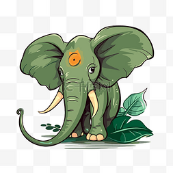 大象耳朵剪贴画可爱的绿色大象，