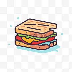 三明治图标，两片面包以线性风格