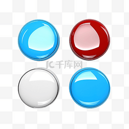 简单的 3D 彩色光泽按钮蓝色形状