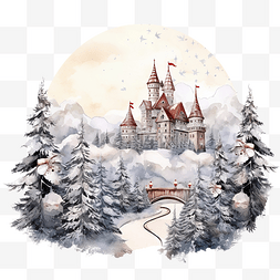 城堡雪图片_与山和雪的冬季景观