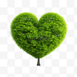 绿色心图片_绿色心形树