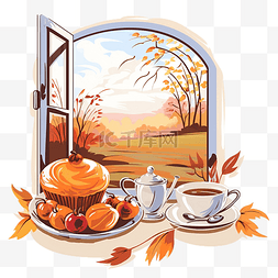 风景茶壶图片_矢量窗台上的一个茶壶一个杯子和