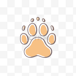 白色背景上的橙色狗爪印 向量