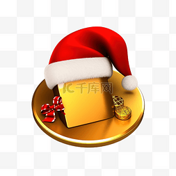 黄金美元符号和圣诞老人??帽子PNG