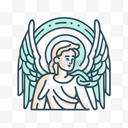 守护天使图片_代表带翅膀的天使的线条图标 向