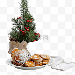 桌上的咖啡图片_桌上的圣诞装饰品，节日桌上放着