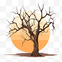 卡通太阳矢量图图片_光秃秃的树剪贴画矢量图一棵树由
