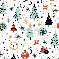 吃货的素材图片_手绘抽象有趣的圣诞快乐时间插画