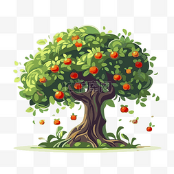 苹果树剪贴画 卡通苹果树，叶子