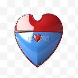 医疗卡通急救图片_3d 渲染红心与隔离的蓝色盾牌