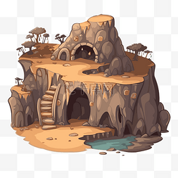 洞穴剪贴画卡通插图一个带有小房