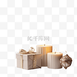 雪松树图片_白色木桌上有礼物和杉树的圣诞节
