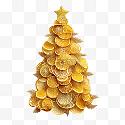 美丽的干柠檬圣诞树，带装饰