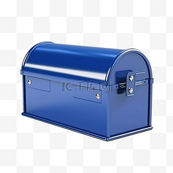 蓝色信箱图片_3d 渲染蓝色邮箱与隔离盖