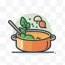 上汤翡翠图片_显示锅中汤和面条的图标 向量