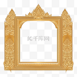 金色背景按钮图片_泰国白色背景传统风格的泰国金色