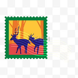 驯鹿风景邮戳邮票