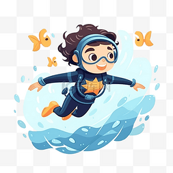 脚蹼图片_穿着脚蹼和面具的孩子跳进水中，