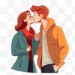 接吻的情侣图片_接吻剪贴画 一位艺术家的插图，