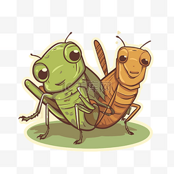 两种地面昆虫的卡通表现 向量