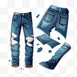 蓝色牛仔裤 向量