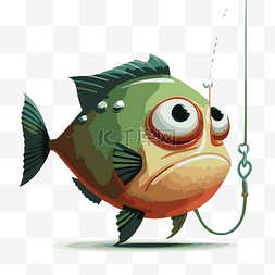 卡通鱼尾巴图片_鱼饵剪贴画 3D 动画卡通鱼，鱼钩