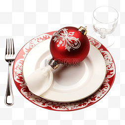 带叉子和刀子的圣诞餐桌摆设