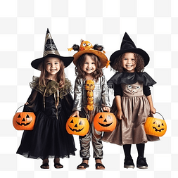 万圣节鬼树图片_有趣可爱的孩子们穿着可怕的服装