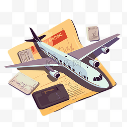 护照图片_机票剪贴画详细说明了一张飞机旁