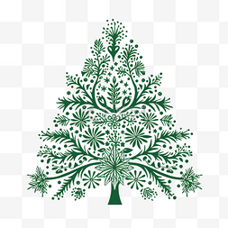 绿色手绘圣诞树图片_带雪花和手绘圣诞树的绿色圣诞贺
