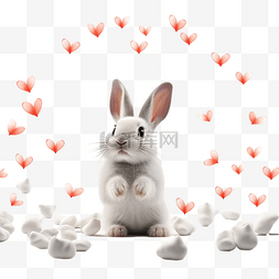 短息漫天飞图片_爱情概念与可爱的兔子或兔子坐姿